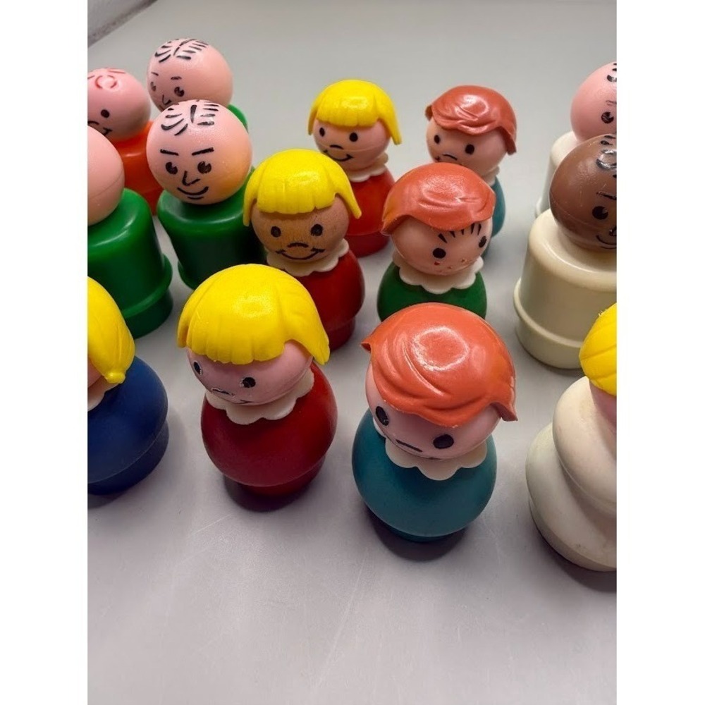 Vintage Little People Fisher Price Wooden and Plastic 1960s-70s Lot of 26